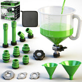 SWANLAKE GARDEN TOOLS coolant funnel kit No-Spill in action for mess-free refills.