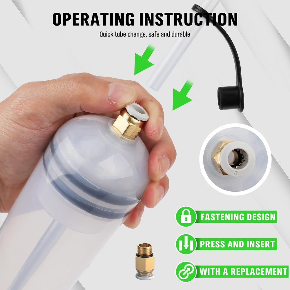 Durable polypropylene housing resists gasoline and antifreeze for long-lasting use.