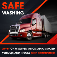 Swift Auto Care Touchless Shampoo reaches difficult areas for thorough cleaning.