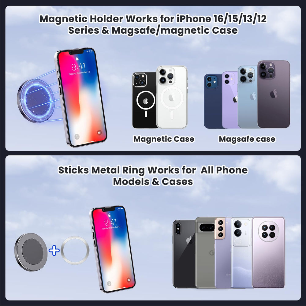 SwiftGaze magnetic head securing MagSafe-compatible iPhone in dash position