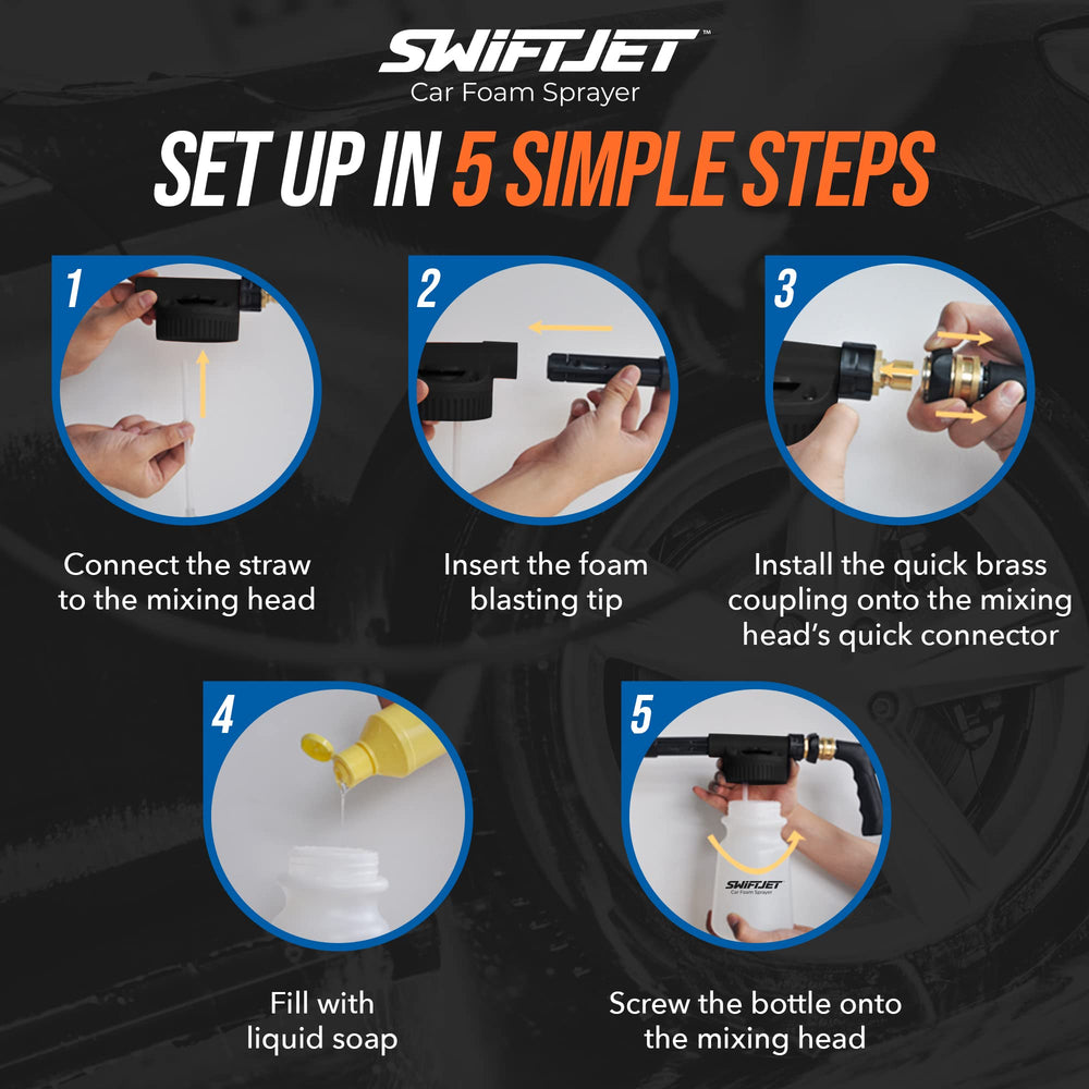 SwiftJet foam protects paint and chrome with safe wash action