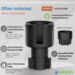 Swigzy retaining tabs aid easy bottle insertion and removal