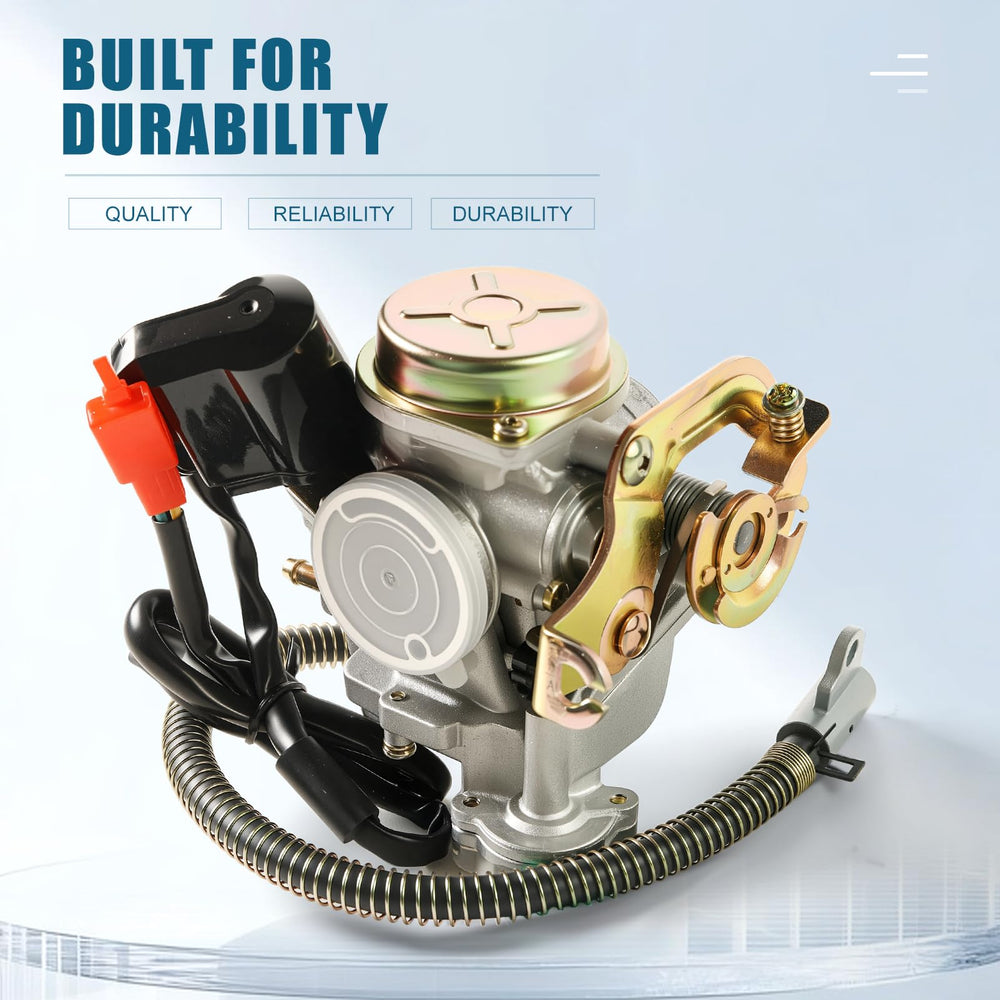 Sworwin GY6 carburetor installed in go-kart engine bay