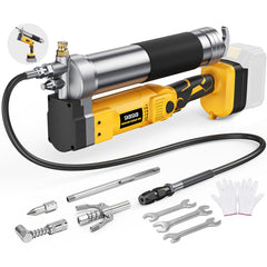SXBSXB 2-in-1 cordless grease gun with pistol grip for tight spaces.