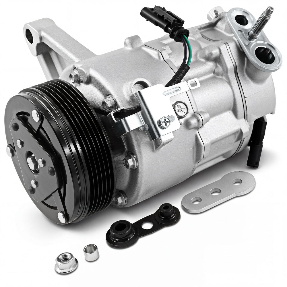 Sydasant AC compressor for Chevrolet Traverse fitment with six-groove pulley for reliable cabin cooling.
