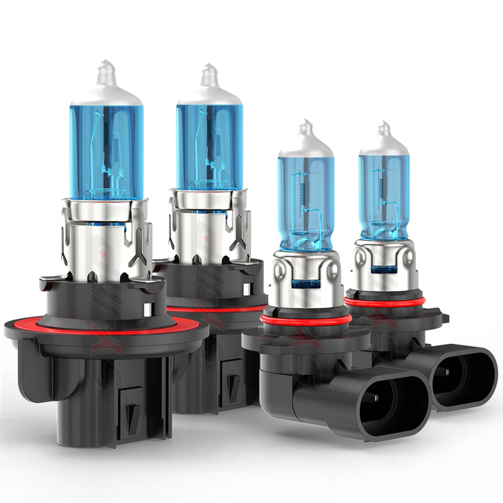 SYJIIP 9008 H13 headlight bulbs with 6000K white light for Ford's high/low beam.
