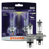 Sylvania 9003 XtraVision bulbs pack viewed from the front for easy replacement planning