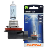 SYLVANIA H11 SilverStar high beam bulb enhances nighttime road visibility.