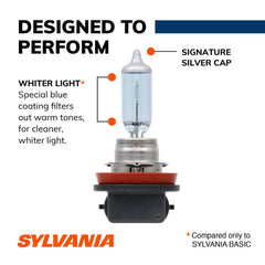 SYLVANIA H11 SilverStar whiter light improves road clarity.