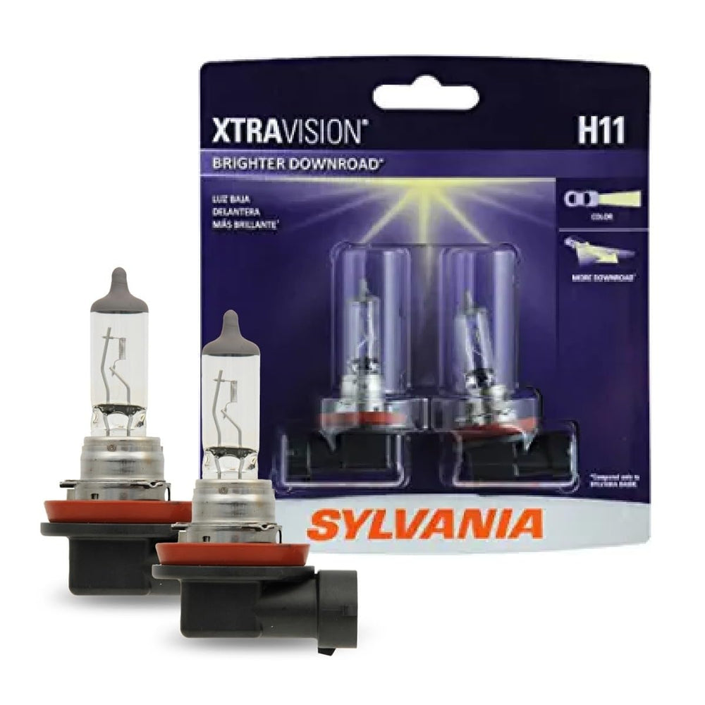 SYLVANIA H11 XtraVision two-bulbs-pack boosts nighttime visibility for safer drives.