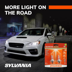 Car headlight test at night using SYLVANIA H7 SilverStar Ultra