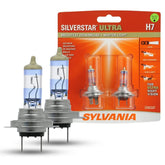 SYLVANIA H7 SilverStar Ultra front view with bright white beam for improved road visibility