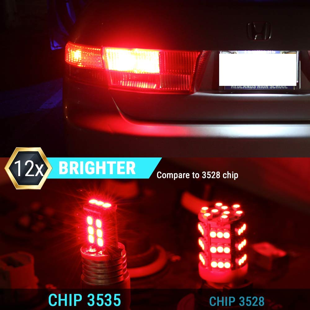 Packaging for Syneticusa T20 LED strobe brake light bulbs set of two