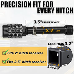 Synrroe hitch lock dial enables quick code-based access for secure entry.