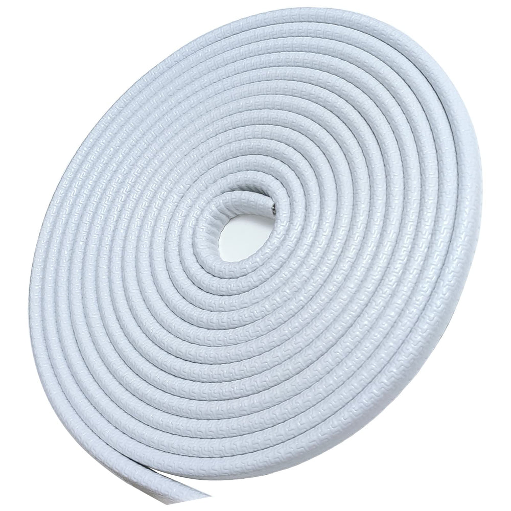SYOAUTO 32ft white door edge guard showing built-in metal sheet for door protection.