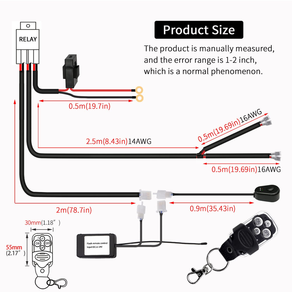 Szdystar remote wiring kit close-up highlights durable 14AWG copper core.
