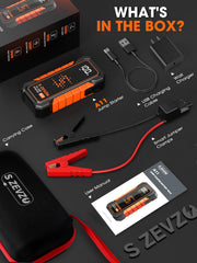S ZEVZO A11 jump starter battery pack highlighting 80.66Wh capacity.