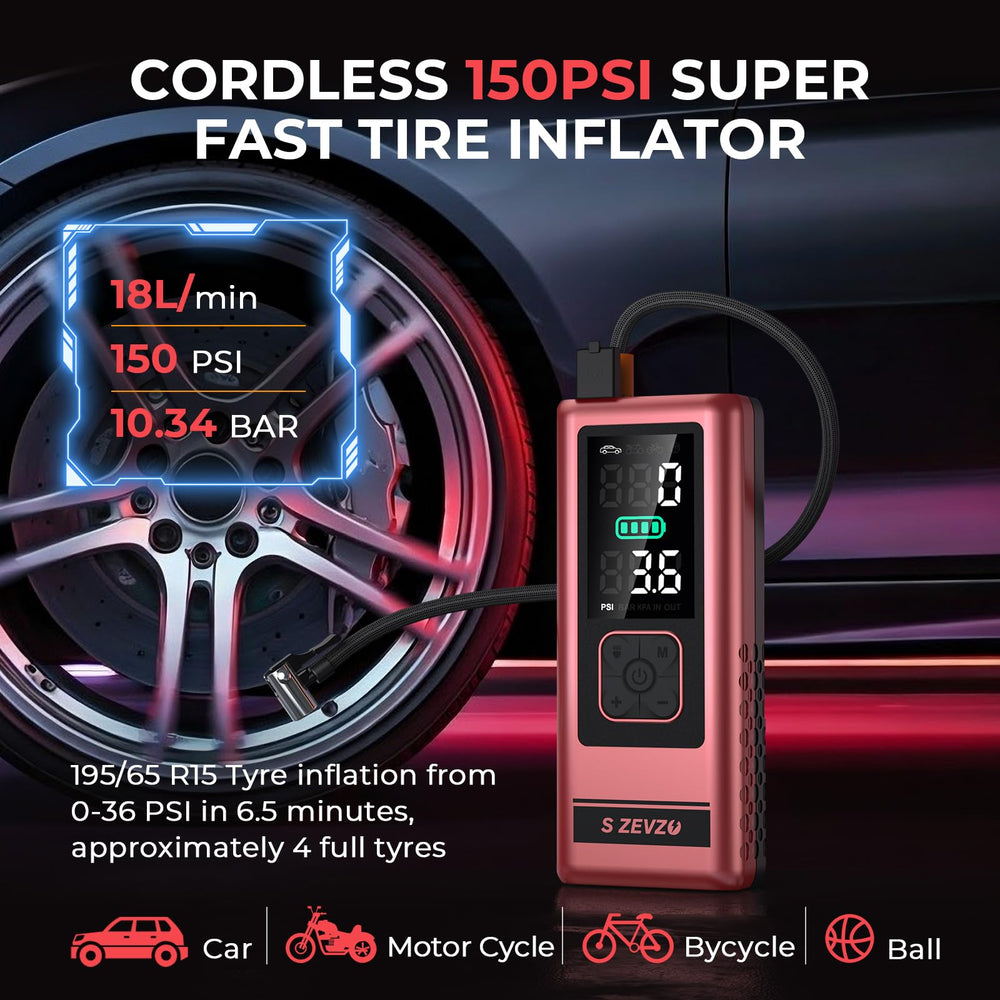 S ZEVZO M5 LCD display closeup highlights real-time battery and pressure readings