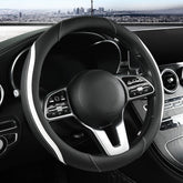Szttswamp white steering wheel cover on wheel, comfortable grip