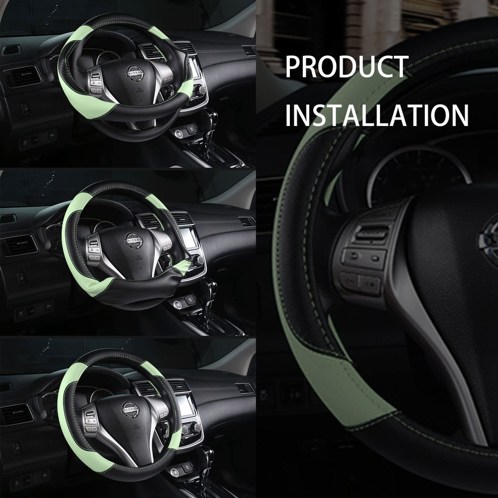 szttswamp green steering wheel cover with breathable material