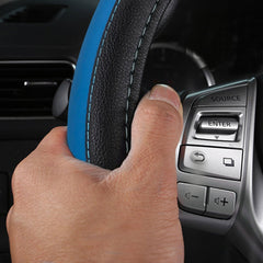 szttswamp leather steering wheel cover blue-2 interior view enhances cabin