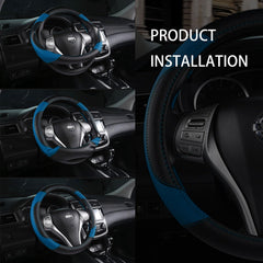szttswamp leather steering wheel cover blue-2 packaging display for retail