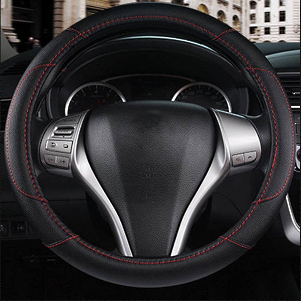 szttswamp leather steering wheel cover easy installation demonstration for quick upgrade.