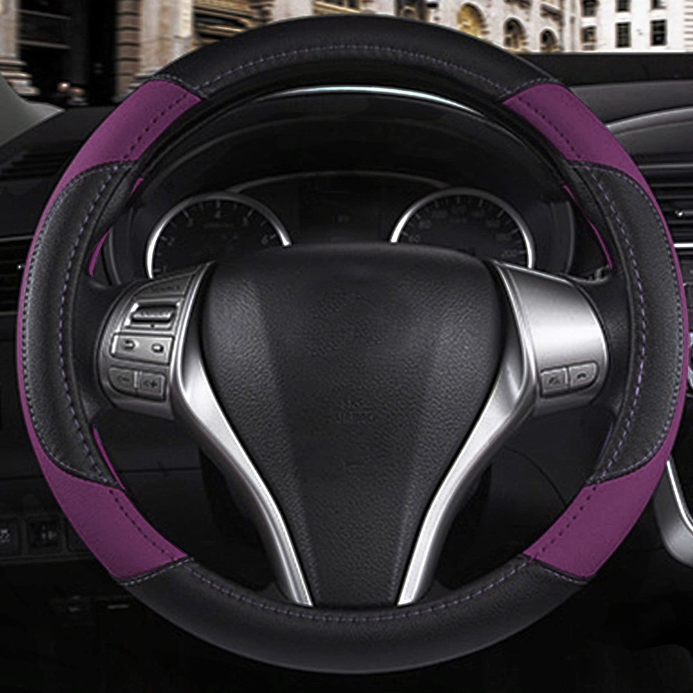 szttswamp leather steering wheel cover easy installation without tools.