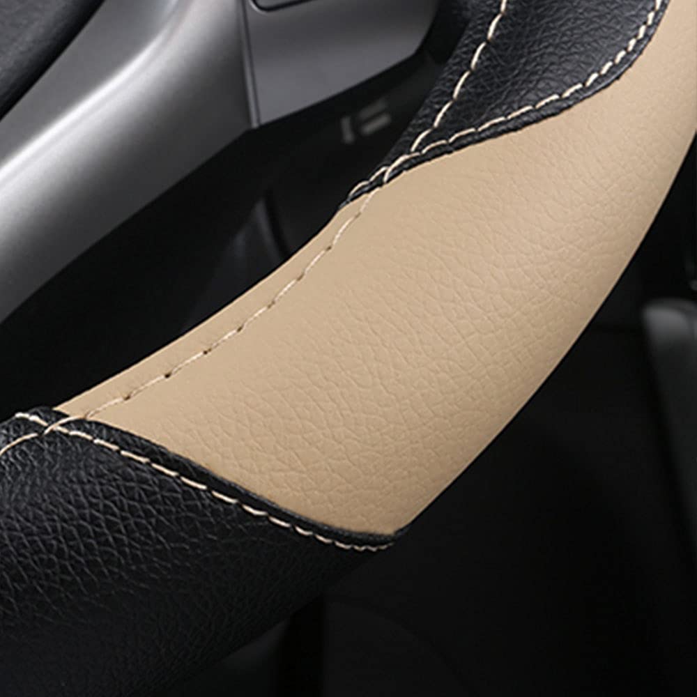 szttswamp leather steering wheel cover fashion design red-black accent interior.