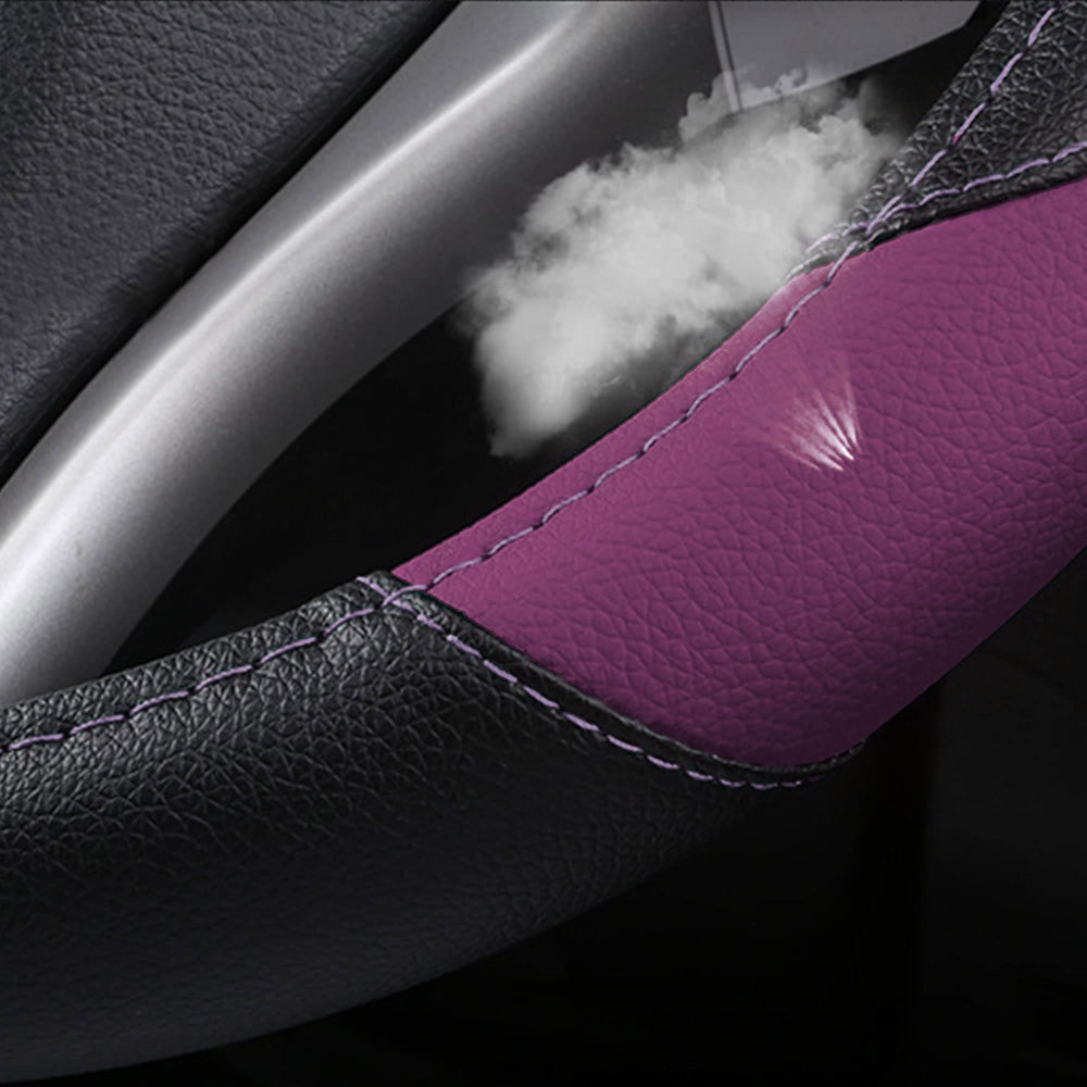 szttswamp leather steering wheel cover fashion design with red-black contrast.