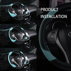 szttswamp leather steering wheel cover fashionable red-black design enhances cabin