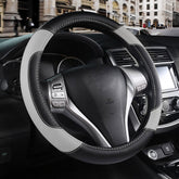 szttswamp leather steering wheel cover with non-slip grip for safer driving.