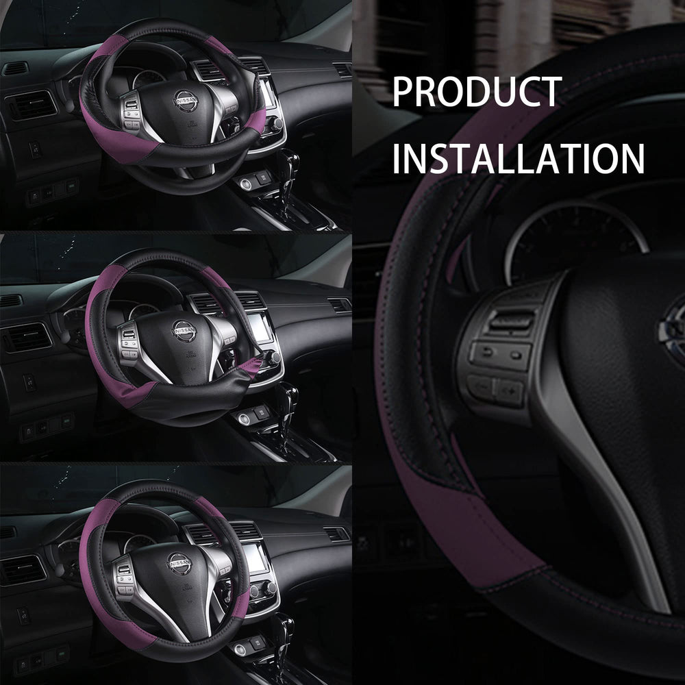 szttswamp leather steering wheel cover protects wheel surface from wear.