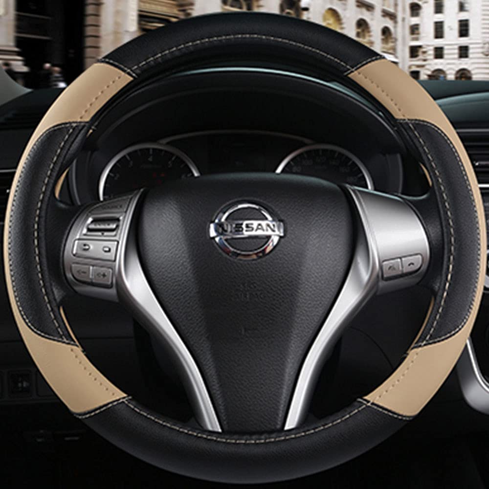 szttswamp leather steering wheel cover soft inner surface protects wheel finish.