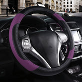 szttswamp leather steering wheel cover texture close-up enhances durability and grip.