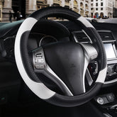 szttswamp leather steering wheel cover in white with non-slip grip