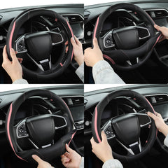 Szttswamp steering-wheel cover fits 14.5-15 inch wheels across most cars.