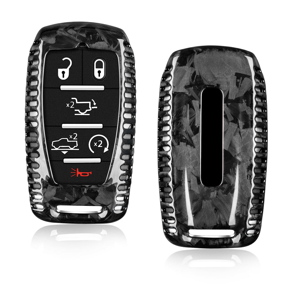 T-carbon forged carbon fiber key fob protector for Dodge Ram, stylish protection.
