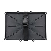 T-H Marine narrow battery tray holder shows compact footprint for tight bilge spaces.