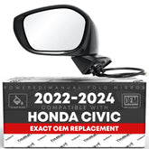 T1A driver-side mirror with flat glass improves rear view for Civic 2022-2024
