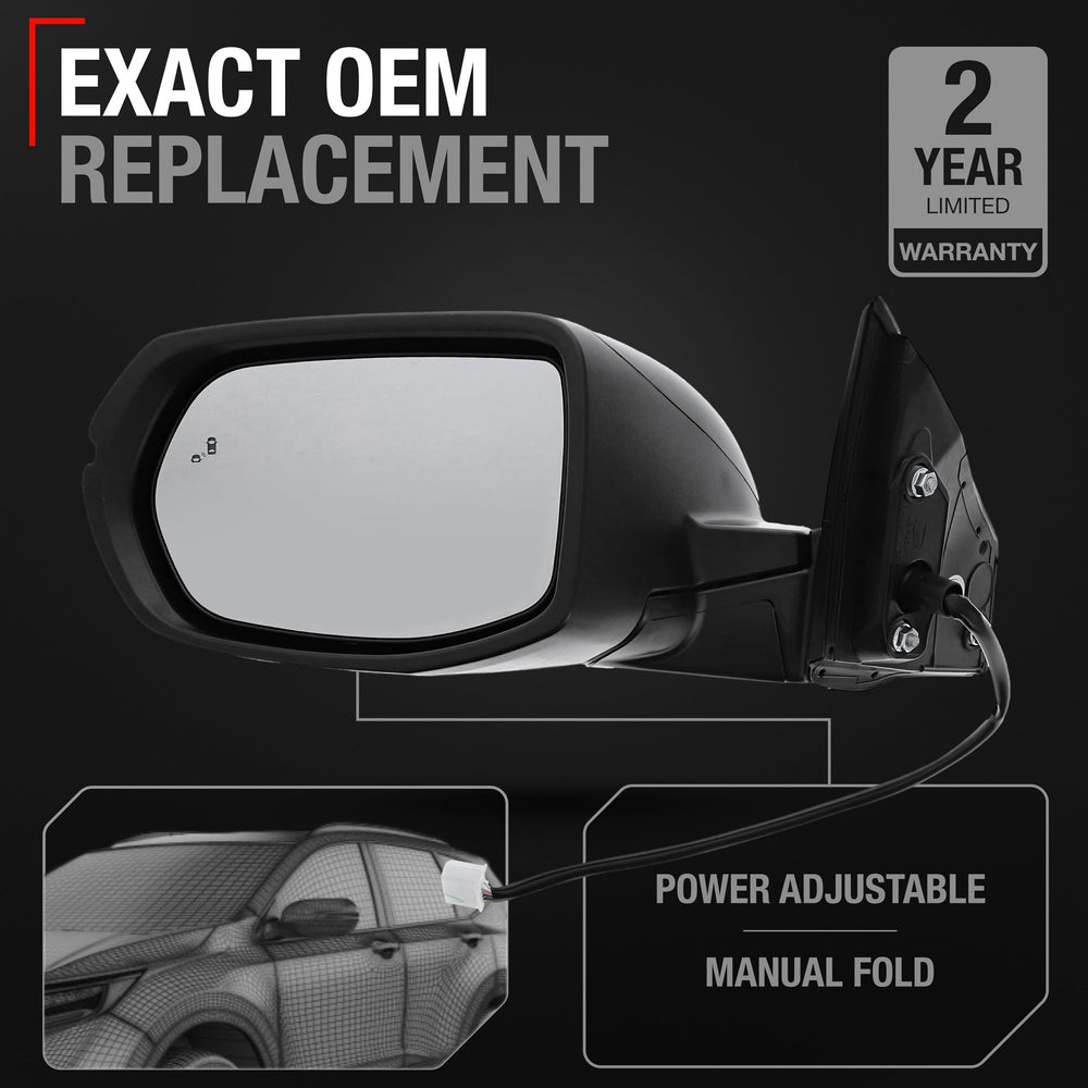 T1A CR-V left mirror with heated glass for clear visibility in cold or rain.