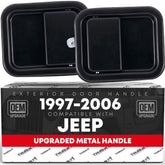 T1A exterior door handle set on front driver side for Jeep Wrangler.