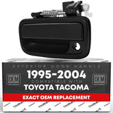 T1A exterior front driver door handle assembly with a smooth black finish for a seamless OEM look.