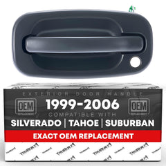 T1A exterior front driver door handle for Chevy Silverado; durable OEM-style replacement.