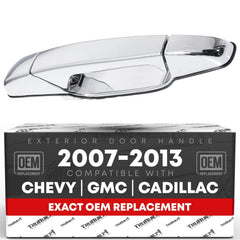 T1A chrome exterior rear passenger door handle, OEM replacement for GM trucks.