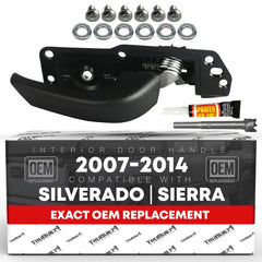 T1A interior front driver door handle in textured black for precise OEM fit.