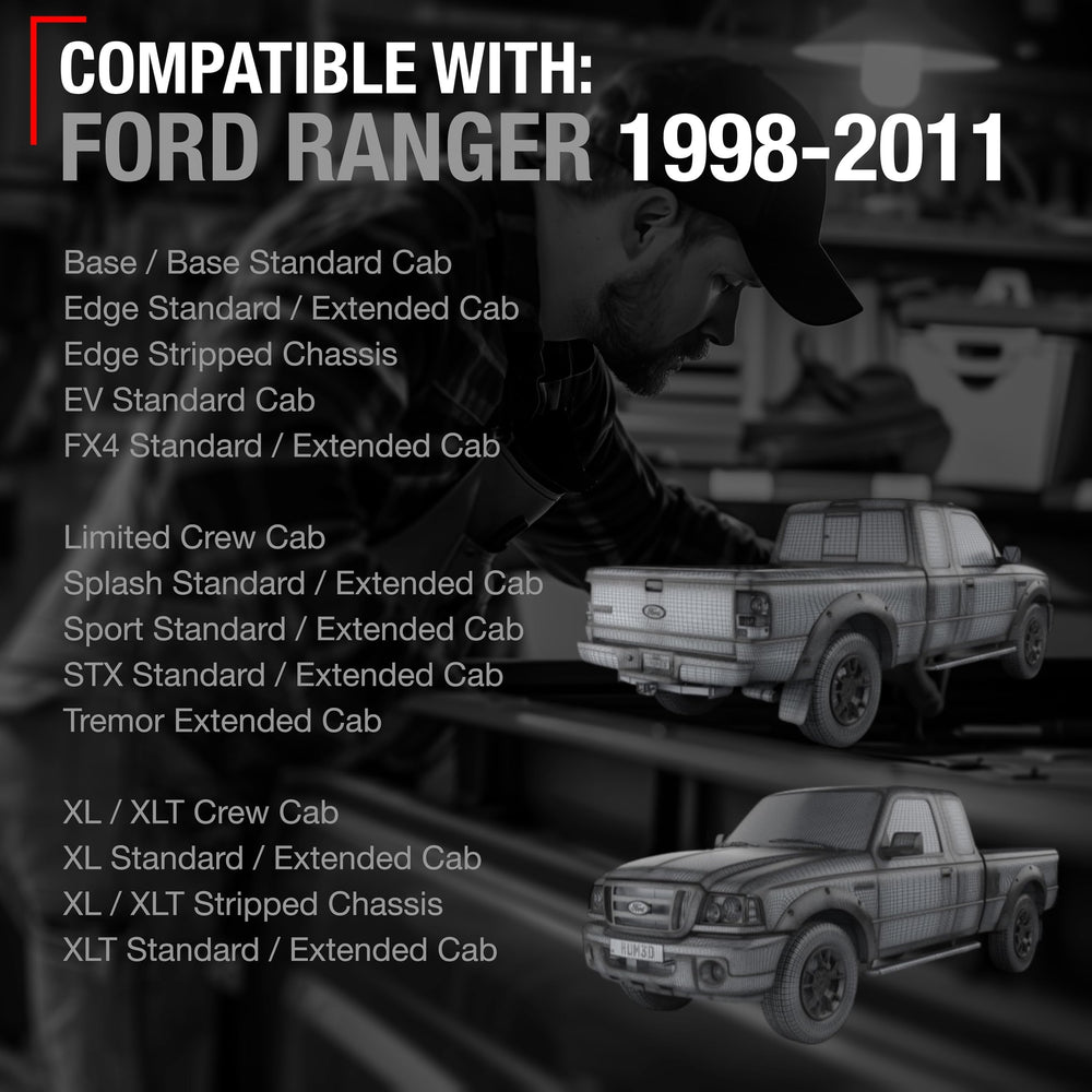 Durable textured black finish on the T1A tailgate handle for Ford Ranger detail.