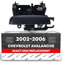 T1A tailgate handle assembly in textured black for Avalanche and Escalade EXT, smooth latch operation.