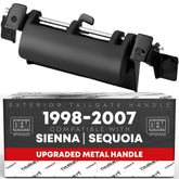 T1A tailgate handle assembly close-up shows upgraded metal for lasting durability.