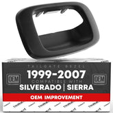 T1A tailgate handle bezel in textured black finish for a seamless OEM replacement